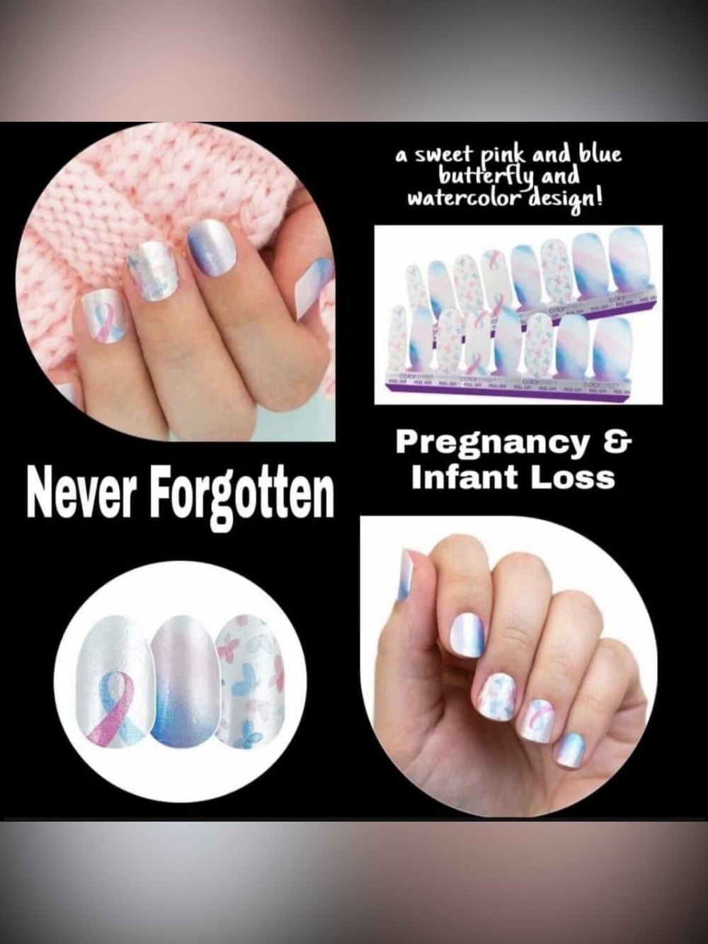 Color Street Pastel Pink & Blue Butterfly Nail Strips